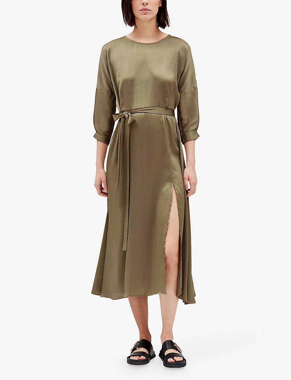 CLAUDIE PIERLOT Rulia Elasticated-waist Open-back Satin Midi Dress 3 CLAUDIE PIERLOT Rulia Elasticated-waist Open-back Satin Midi Dress - Image 3