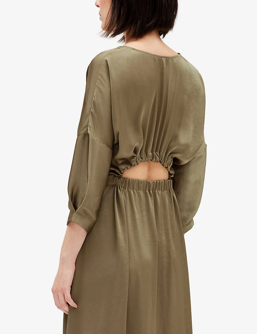 CLAUDIE PIERLOT Rulia Elasticated-waist Open-back Satin Midi Dress 5 CLAUDIE PIERLOT Rulia Elasticated-waist Open-back Satin Midi Dress - Image 5