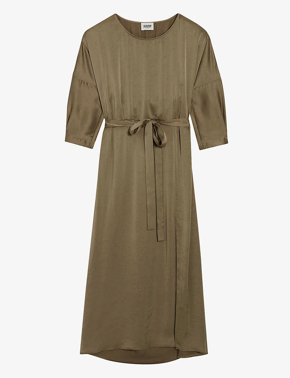 CLAUDIE PIERLOT Rulia Elasticated-waist Open-back Satin Midi Dress 1 CLAUDIE PIERLOT Rulia Elasticated-waist Open-back Satin Midi Dress