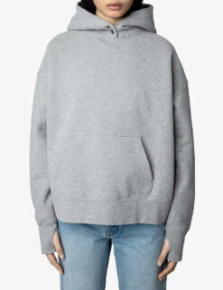 Zadig & Voltaire Mia Graphic-print Cotton-blend Hoody -Selfridges Store R04109045 GRISCHINE ALT02