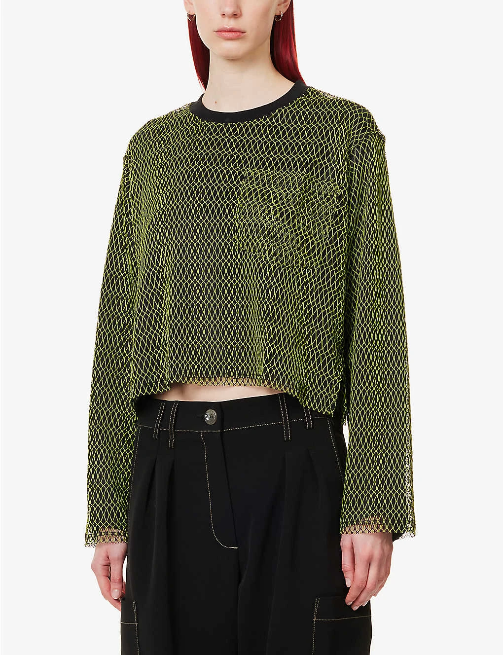 Fishnet-design Boxy-fit Mesh Top 3 Fishnet-design Boxy-fit Mesh Top - Image 3