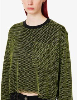 Fishnet-design Boxy-fit Mesh Top 9 Fishnet-design Boxy-fit Mesh Top -Selfridges Store R04109262 GREENBLACK ALT04