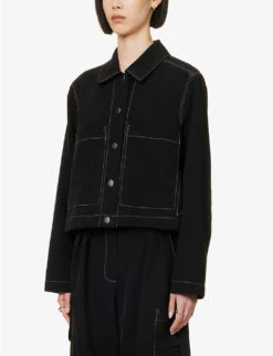 Patch Boxy-fit Contrast-stitching Woven Jacket 7 Patch Boxy-fit Contrast-stitching Woven Jacket -Selfridges Store R04109278 BLACK ALT02