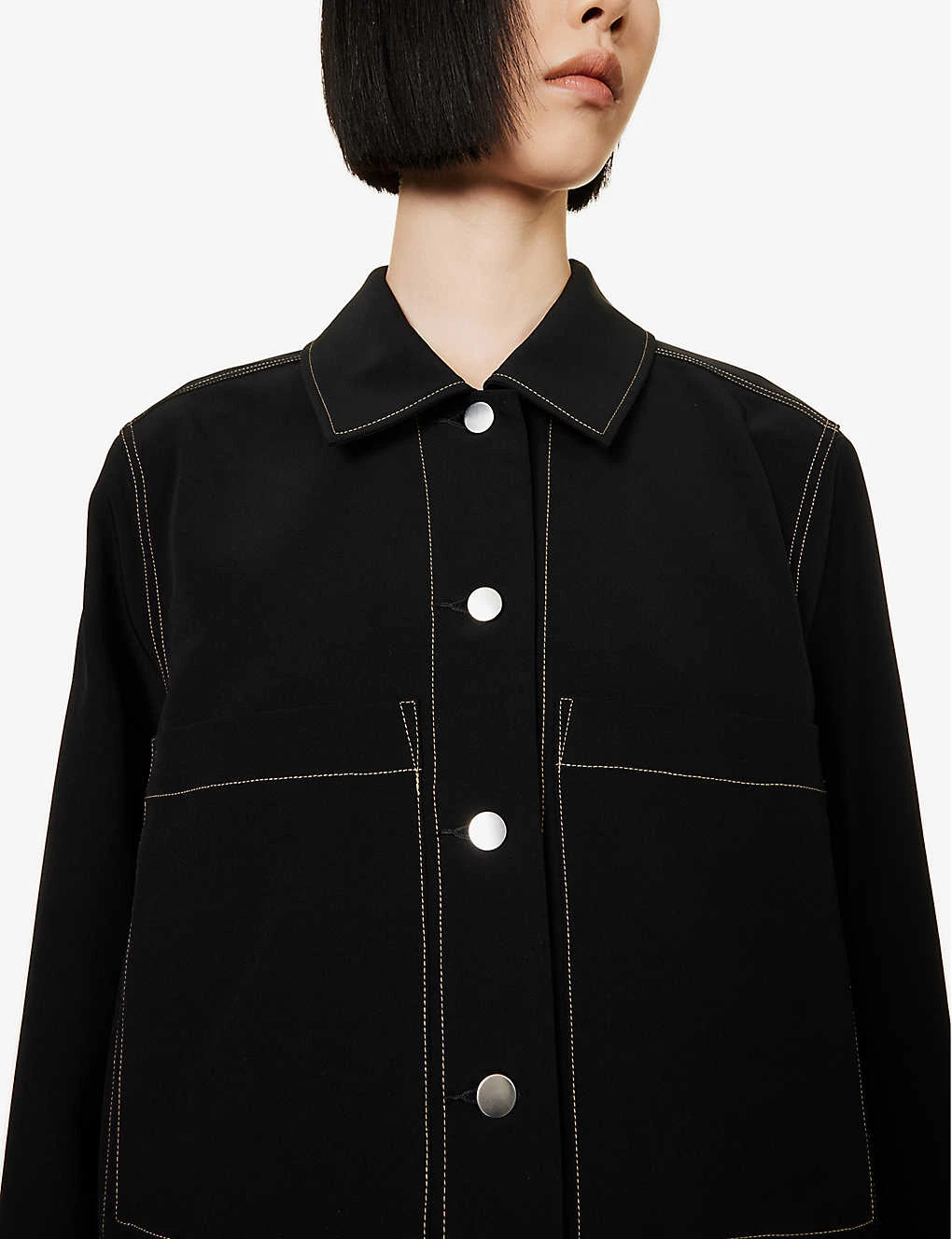Patch Boxy-fit Contrast-stitching Woven Jacket 5 Patch Boxy-fit Contrast-stitching Woven Jacket - Image 5