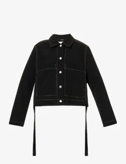 Patch Boxy-fit Contrast-stitching Woven Jacket