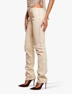 Amara Straight-leg Mid-rise Stretch Faux-suede Trousers -Selfridges Store R04110055 BEIGE ALT02