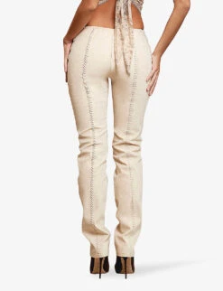 Amara Straight-leg Mid-rise Stretch Faux-suede Trousers -Selfridges Store R04110055 BEIGE ALT03