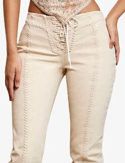 Amara Straight-leg Mid-rise Stretch Faux-suede Trousers -Selfridges Store R04110055 BEIGE ALT04