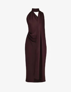 Angelina Wrap-neck Satin Midi Dress