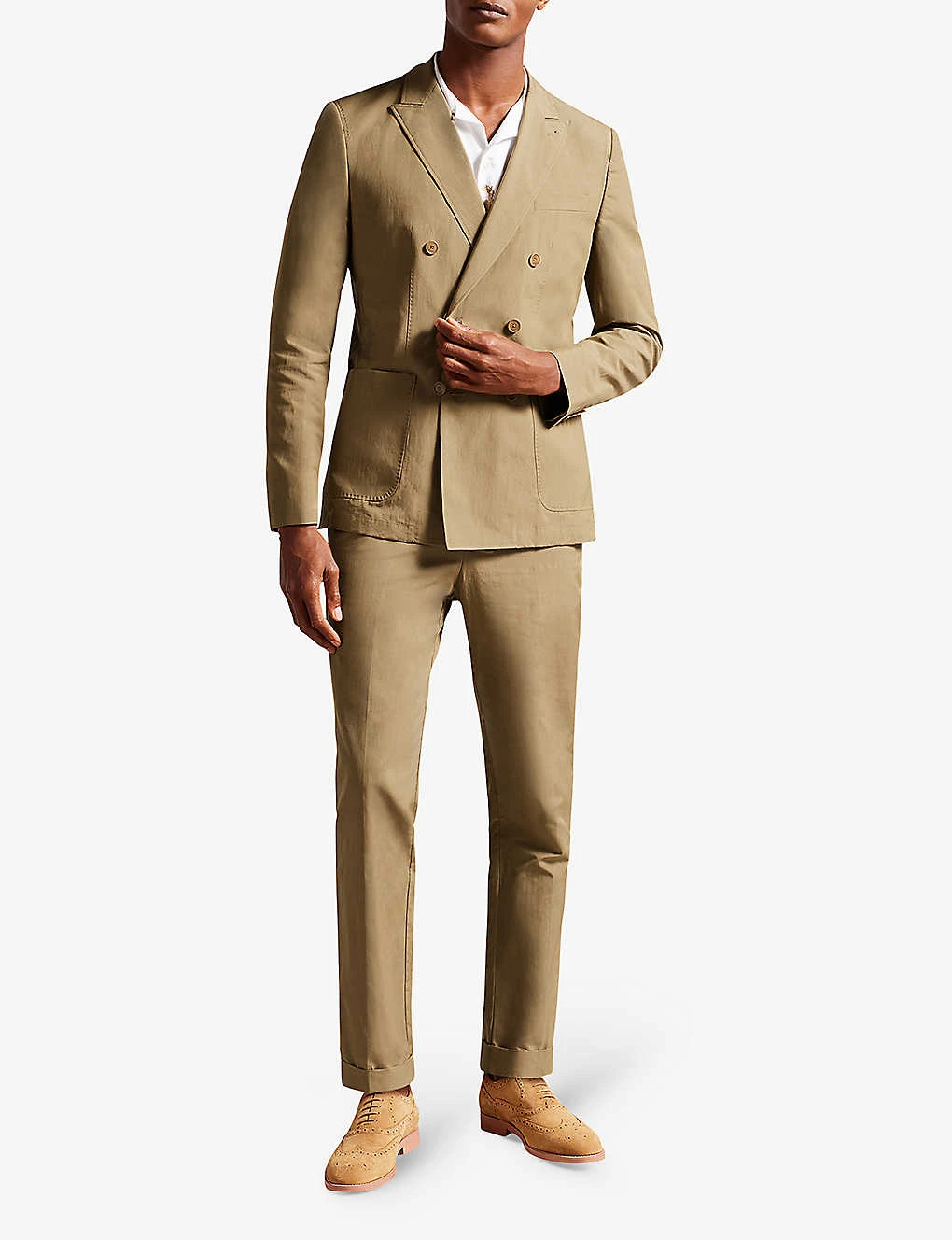 Ted Baker Slim-fit Double-breasted Cotton And Linen-blend Blazer 2 Ted Baker Slim-fit Double-breasted Cotton And Linen-blend Blazer - Image 2