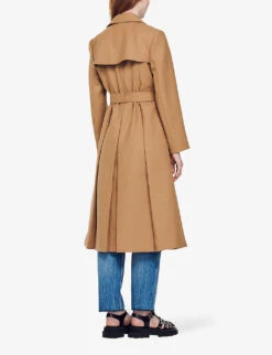 Sandro Corentin Double-breasted Woven Trench Coat -Selfridges Store R04111162 NATURELS ALT03