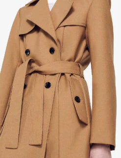 Sandro Corentin Double-breasted Woven Trench Coat -Selfridges Store R04111162 NATURELS ALT04