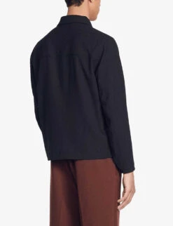 Sandro Dana Collared Zip-up Stretch-woven Jacket -Selfridges Store R04111202 NOIRGRIS ALT03