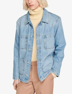 Sandro Faded-wash Denim Worker Jacket -Selfridges Store R04111241 DENIMJEAN ALT02