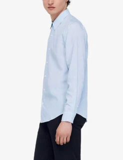 Sandro Stripe-pattern Collared Regular-fit Woven Shirt -Selfridges Store R04111296 BLEUS ALT02