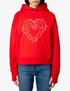Zadig & Voltaire Mia Heart-print Cotton-jersey Hoody 7 Zadig & Voltaire Mia Heart-print Cotton-jersey Hoody -Selfridges Store R04113376 JAPON ALT02