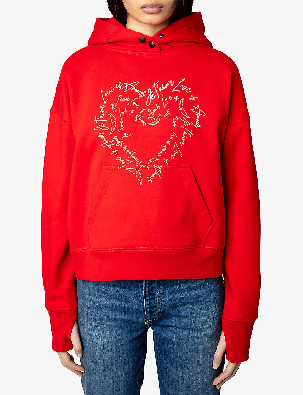 Zadig & Voltaire Mia Heart-print Cotton-jersey Hoody 3 Zadig & Voltaire Mia Heart-print Cotton-jersey Hoody - Image 3