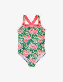 Jungle Leaf Stretch Recycled-polyester Swimsuit 3-14 Years