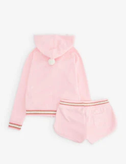Stripe-trim Woven Hoody And Shorts Set 3-14 Years -Selfridges Store R04115485 PINK ALT02