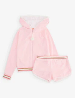 Stripe-trim Woven Hoody And Shorts Set 3-14 Years