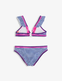 Striped Stretch Recycled-polyester Bikini Set 7-14 Years -Selfridges Store R04115490 WHITE ALT02