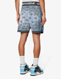 Amiri Bandana Paisley-pattern Cotton-knit Shorts -Selfridges Store R04115687 BLUE ALT03