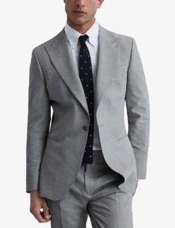 Reiss Arrow Peak-lapel Single-breasted Woven Blazer -Selfridges Store R04116679 SOFTGREY ALT02