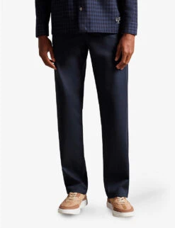 Ted Baker Pebal Straight-leg Mid-rise Stretch-cotton Trousers -Selfridges Store R04117777 NAVY ALT02