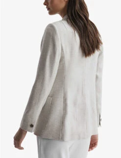 Reiss Gaia Double-breasted Woven Blazer -Selfridges Store R04120617 NEUTRAL ALT03