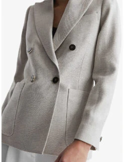 Reiss Gaia Double-breasted Woven Blazer -Selfridges Store R04120617 NEUTRAL ALT04