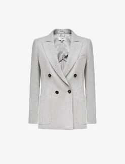 Reiss Gaia Double-breasted Woven Blazer
