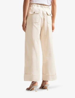 Ted Baker Steviey Wide-leg Mid-rise Cotton Trousers -Selfridges Store R04121170 LTNUDE ALT02