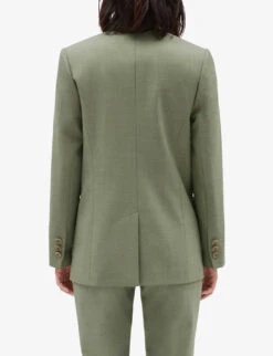 CLAUDIE PIERLOT Violaine Single-breasted Tailored Stretch-woven Blazer -Selfridges Store R04121201 VERTS ALT03