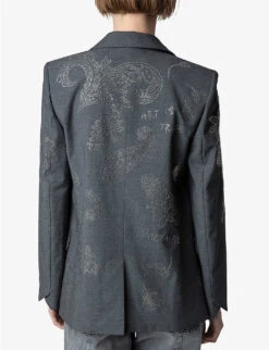 Zadig & Voltaire Venus Paisley-print Tailored Stretch-woven Blazer -Selfridges Store R04121835 GRISCHINE ALT03