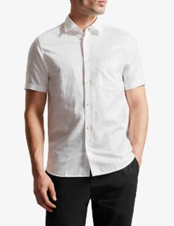 Ted Baker Knigfrd Regular-fit Short-sleeve Linen-blend Shirt -Selfridges Store R04121886 WHITE ALT02