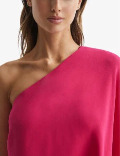 Reiss Blake One-shoulder Woven Mini Dress -Selfridges Store R04122264 BRIGHTPINK ALT04