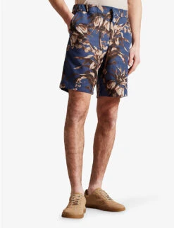 Ted Baker Floral-print Elasticated-waist Cotton Shorts -Selfridges Store R04122377 NAVY ALT02