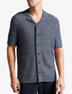 Ted Baker Proof Relaxed-fit Woven Polo Shirt -Selfridges Store R04122379 NAVY ALT02