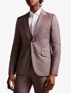 Ted Baker Slim-fit Single-breasted Wool Blazer -Selfridges Store R04122385 MIDPINK ALT02