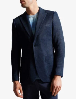 Ted Baker Single-breasted Slim-fit Cotton-jersey Blazer 6 Ted Baker Single-breasted Slim-fit Cotton-jersey Blazer -Selfridges Store R04122386 NAVY ALT02