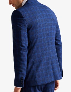 Ted Baker Apolloj Check-pattern Slim-fit Wool Suit Jacket -Selfridges Store R04122387 DKBLUE ALT03