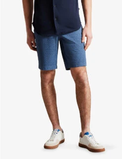 Ted Baker Abstract-print Mid-rise Cotton Shorts -Selfridges Store R04122397 NAVY ALT02