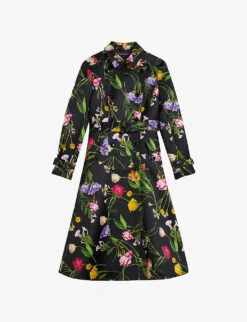 Ted Baker Moiraa Floral-print Double-breasted Woven Trench Coat