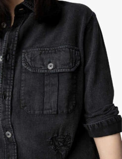 Zadig & Voltaire Teros Logo-embroidered Denim Shirt -Selfridges Store R04125247 GREYDENIM ALT04