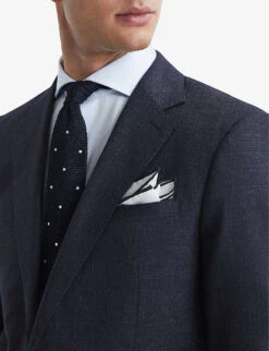 Reiss Dunn Checked Slim-fit Wool Blazer -Selfridges Store R04125333 NAVY ALT04