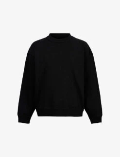 AllSaints Bolus Crew-neck Relaxed-fit Cropped Organic-cotton Jumper