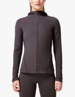 Sweaty Betty Super Soft Zip-through Stretch-woven Hoody -Selfridges Store R04127204 URBANGREY ALT02