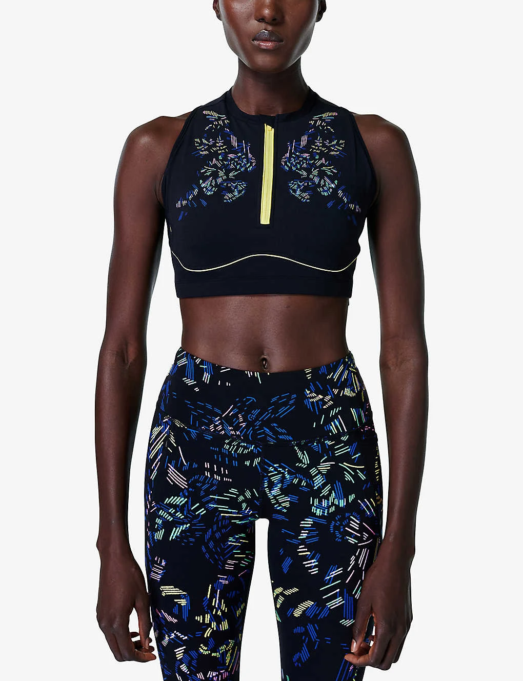 Sweaty Betty Power Contour Zip Abstract-print Stretch-woven Sports Bra 3 Sweaty Betty Power Contour Zip Abstract-print Stretch-woven Sports Bra - Image 3