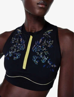 Sweaty Betty Power Contour Zip Abstract-print Stretch-woven Sports Bra 9 Sweaty Betty Power Contour Zip Abstract-print Stretch-woven Sports Bra -Selfridges Store R04127294 BLACKFLORALPRINT ALT04