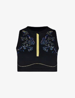 Sweaty Betty Power Contour Zip Abstract-print Stretch-woven Sports Bra